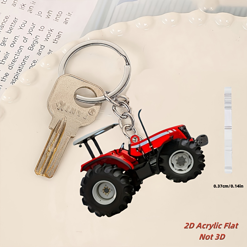 Heavy Equipment Key Ring - Llaveros de tractor rojo vibrante, llavero